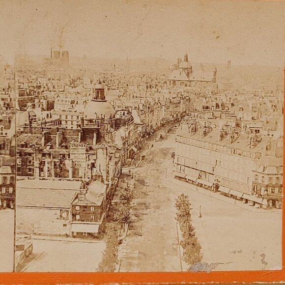 ANTIQUE STEREOGRAPH CARD Paris, France from Above Scene - Picture 2 of 4